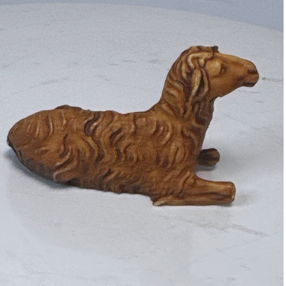 Sheep Figurine Small Brown  Hand Carved Wood Ram